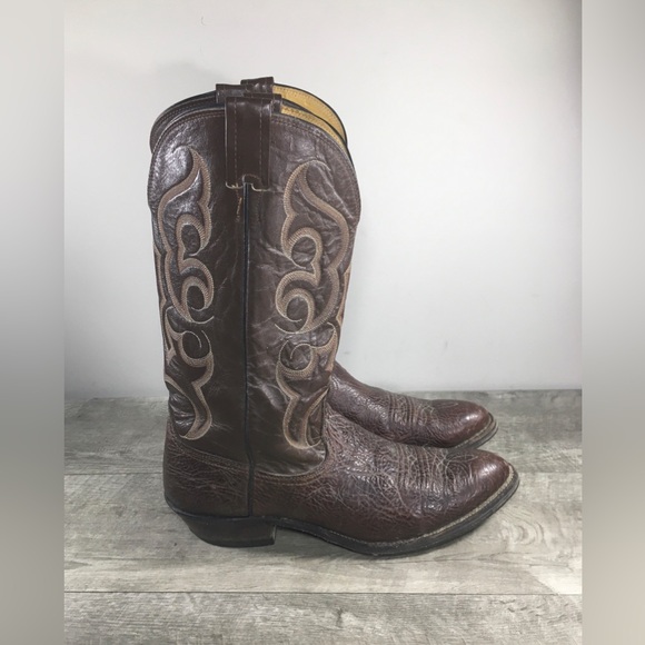 Vintage Nocona Bullhide Leather Cowboy Western Almond Toe Biker Men's Boots 11